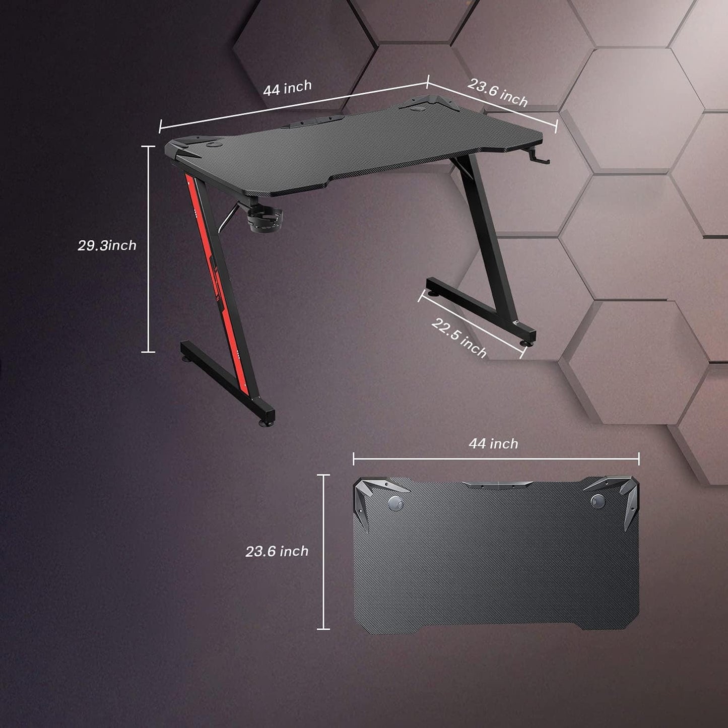 44 inch Carbon Fiber Surface Gaming Desk