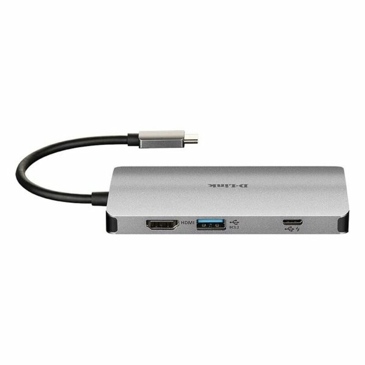 D-Link DUB-M810 8-in-1 USB-C Hub – Silver Aluminum Dock with HDMI, Ethernet, SD, and Thunderbolt 3
