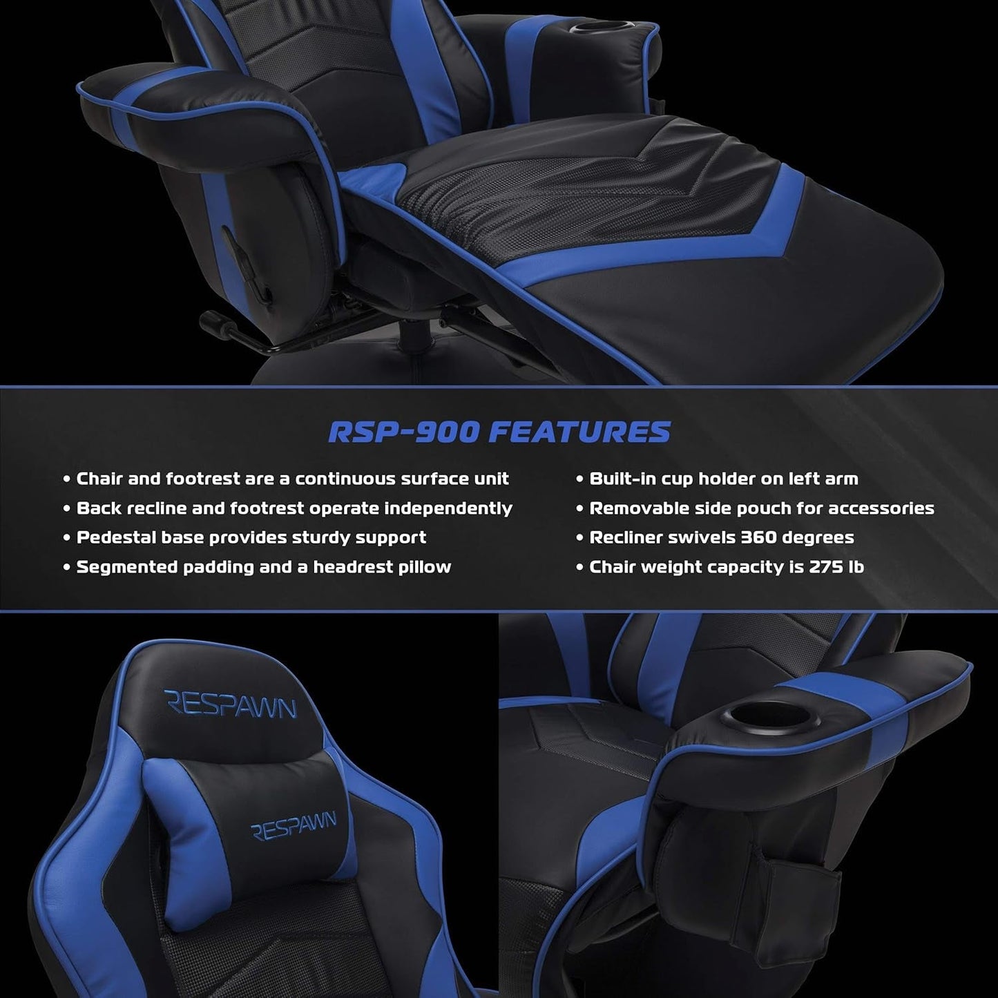 Ultimate Gaming Recliner with Cupholder, Footrest & Side Storage