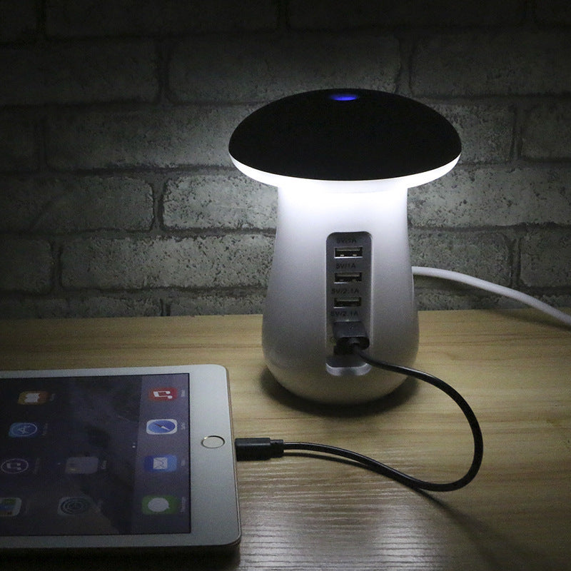 Mushroom Lamp | USB Charging Dock with LED Glow + 4-Port Fast Charging