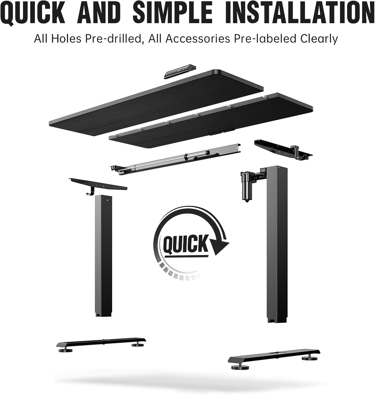 47.2” Height Adjustable Electric Standing Desk | Smooth Lift with Wood Finish