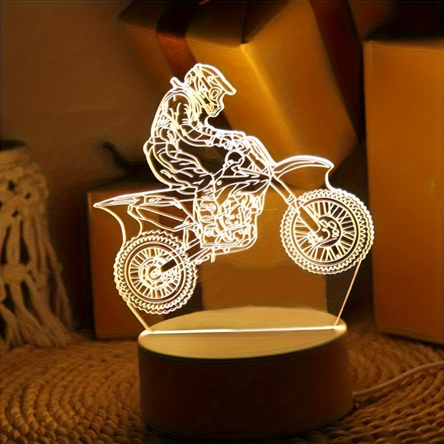 3D Motocross LED Night Light | USB-Powered Decor Lamp for Gamers, Creators & Vibe Crafters