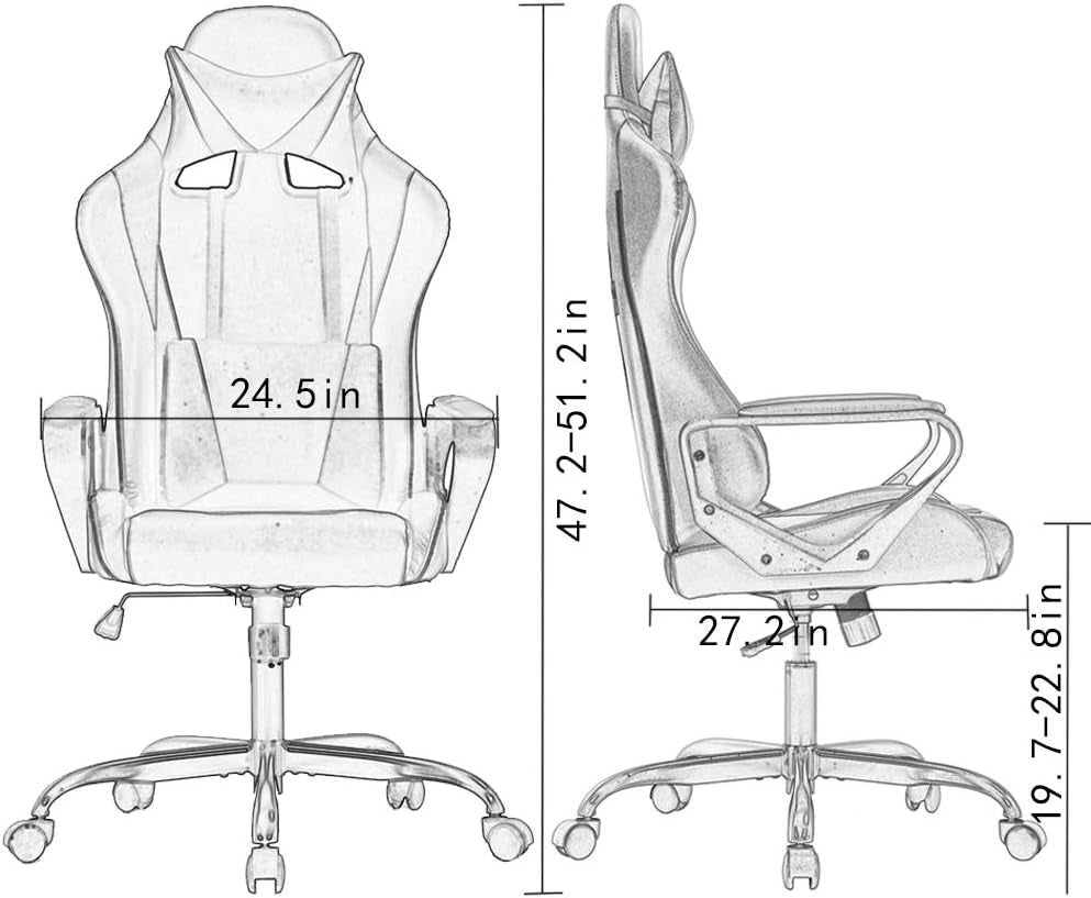 White & Black Ergonomic Gaming Chair – High-Back Recliner with Lumbar Support & Tilt Lock