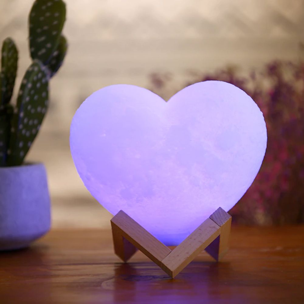 Heart-Shaped Moon Lamp | 16-Color LED Touch + Remote Control Gift Light