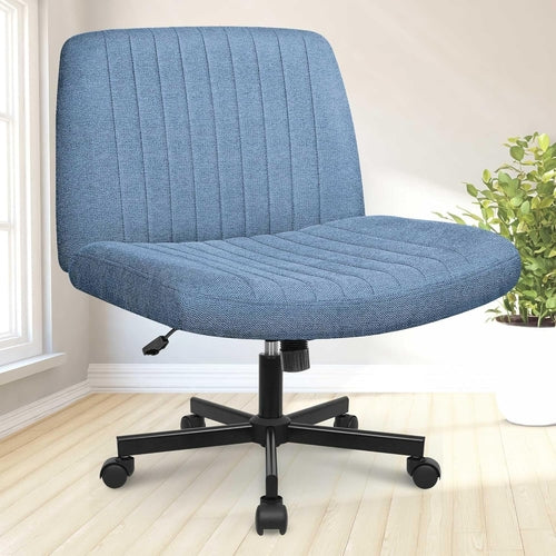 Armless Cross-Legged Office Chair with Wheels – Wide Seat, Tilt & Adjustable Height