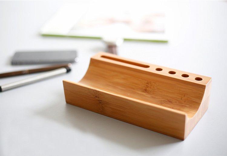 Bamboo Desktop Valet – Eco Organizer for Phones, Pens & More