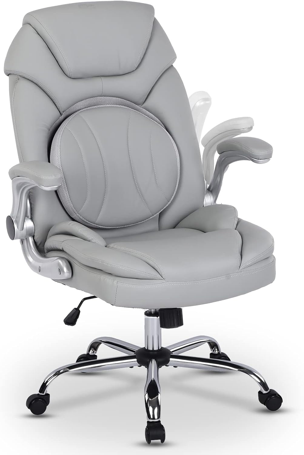 Ergonomic Executive Office Chair – PU Leather Seat with Lumbar Support & Flip-Up Arms