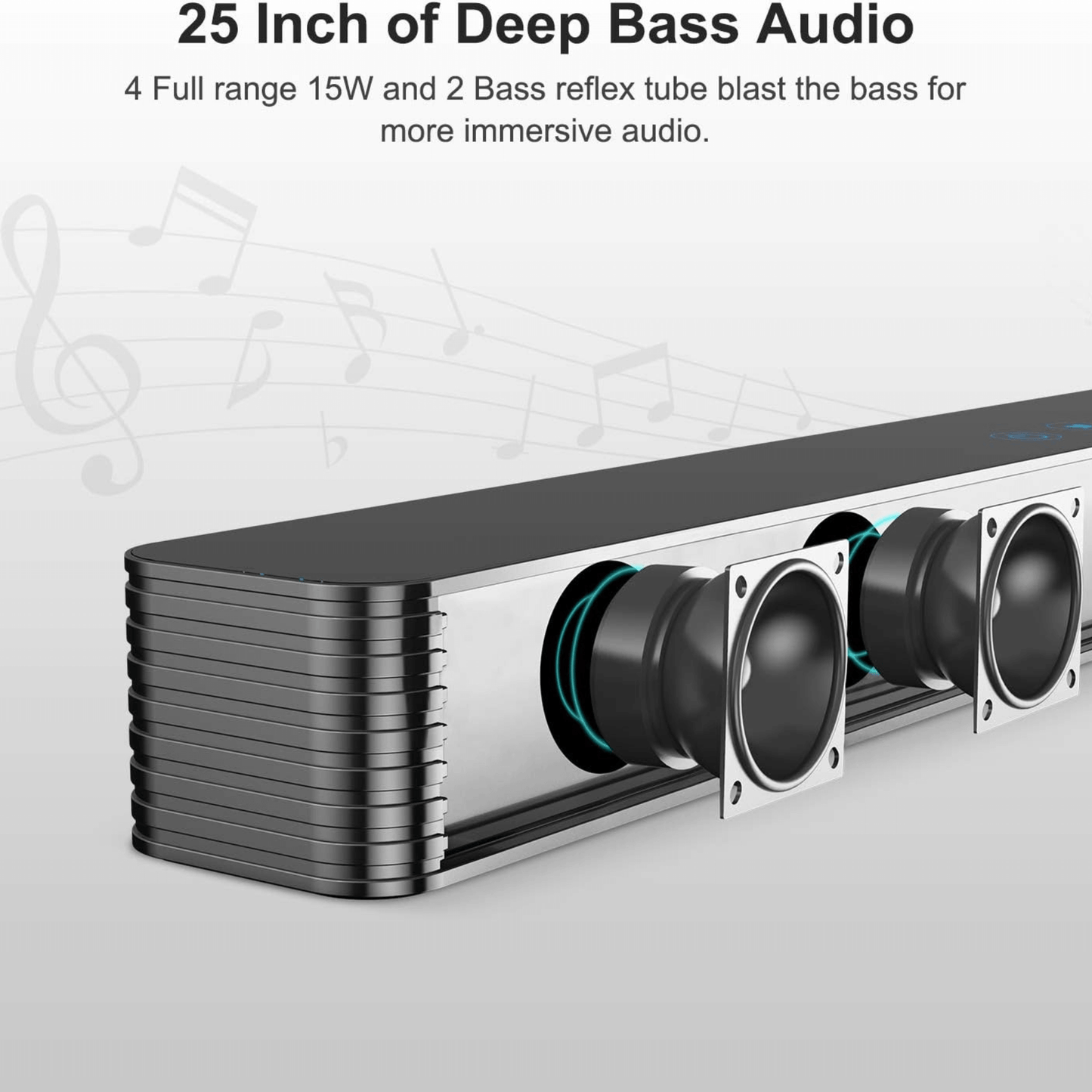 Black Mamba 25” Bluetooth Soundbar – 120W Home Theater System with Subwoofer — Norcent