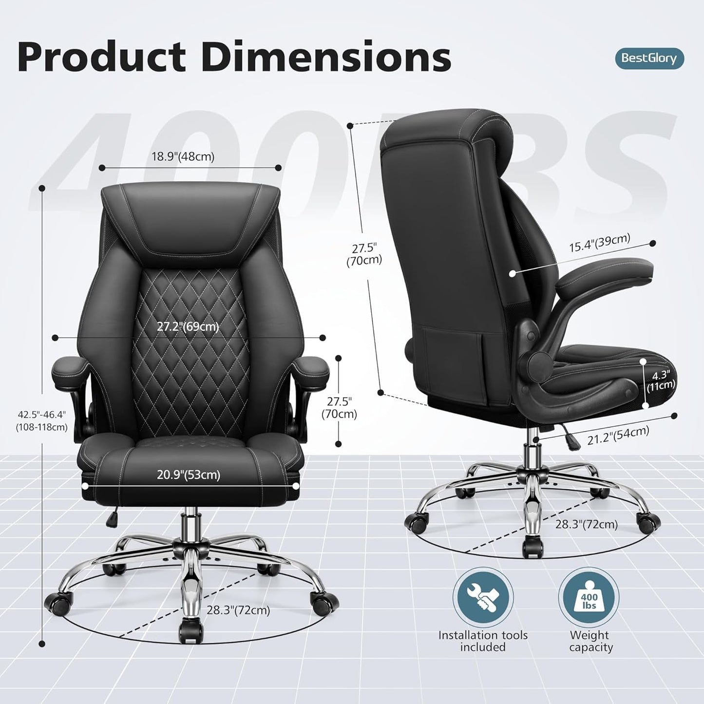 Big & Tall Ergonomic High-Back Office Chair – PU Leather with Recline