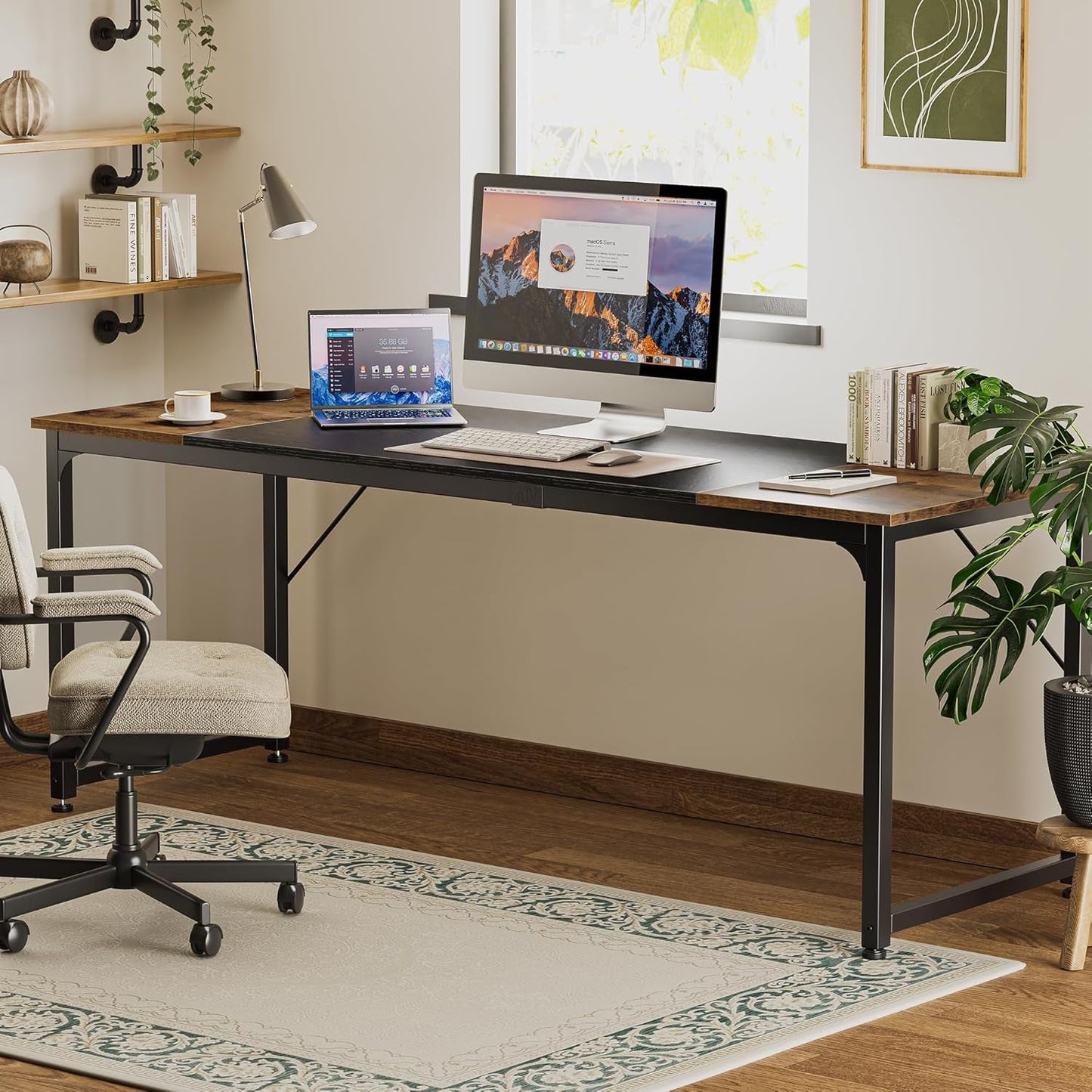 80-Inch Modern Industrial Office & Gaming Desk