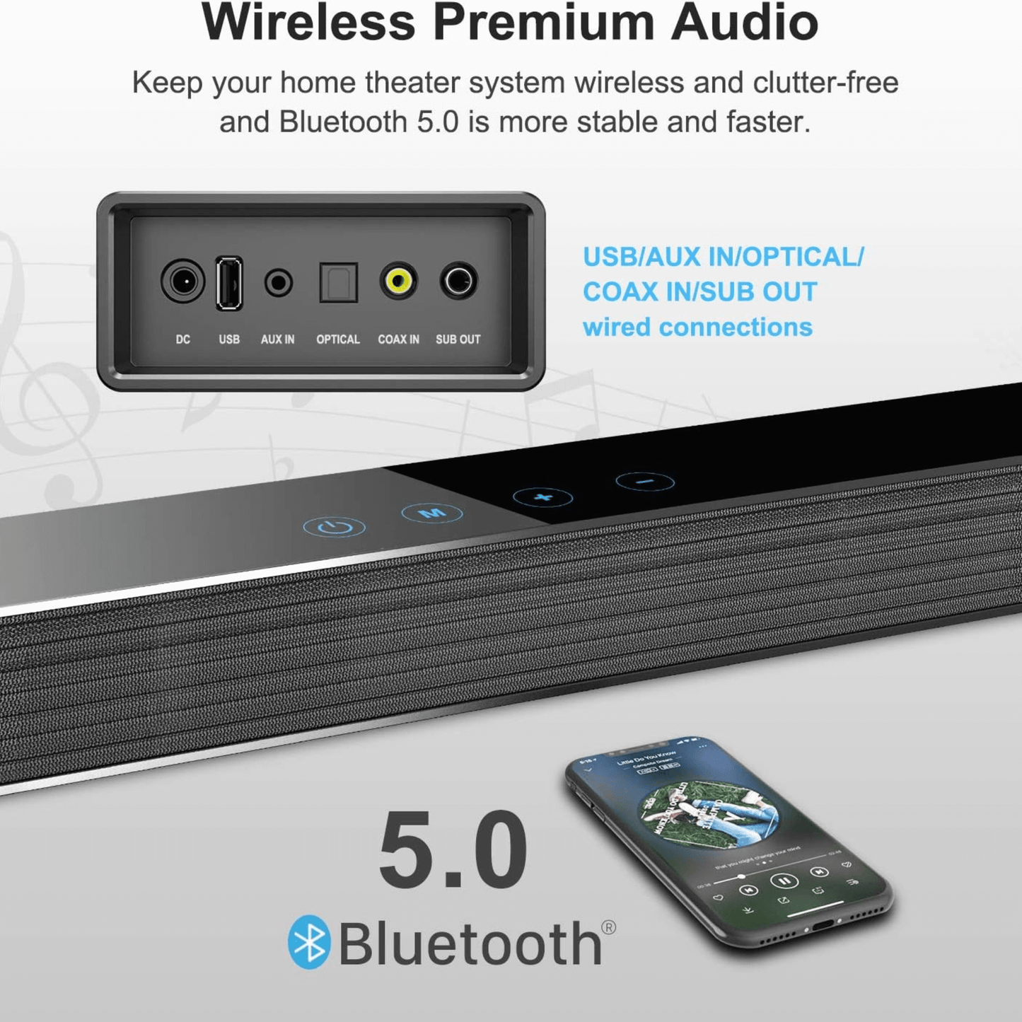 Black Mamba 25” Bluetooth Soundbar – 120W Home Theater System with Subwoofer — Norcent