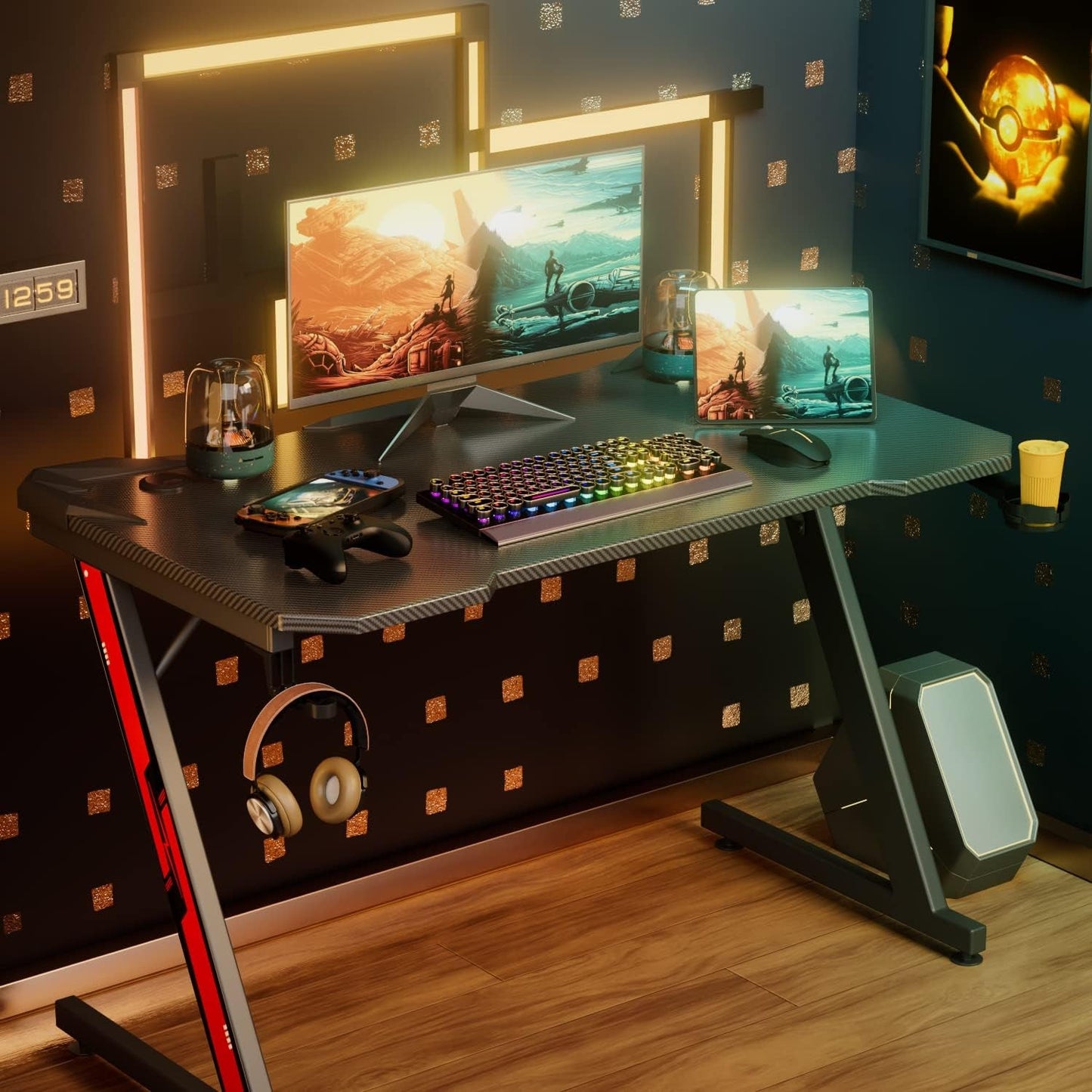 44 inch Carbon Fiber Surface Gaming Desk