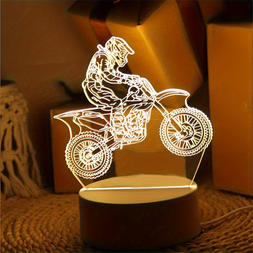 3D Motocross LED Night Light | USB-Powered Decor Lamp for Gamers, Creators & Vibe Crafters