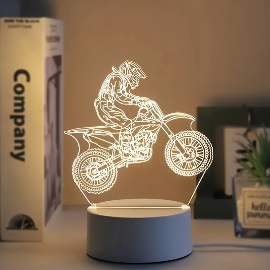 3D Motocross LED Night Light | USB-Powered Decor Lamp for Gamers, Creators & Vibe Crafters