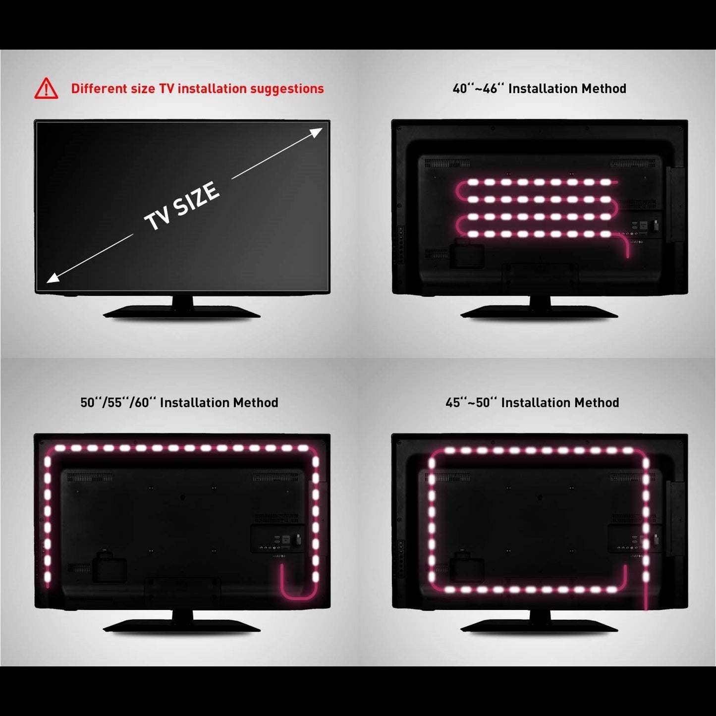 RGB TV LED Backlight Strip | USB Powered, Bluetooth App Control (24in–60in)