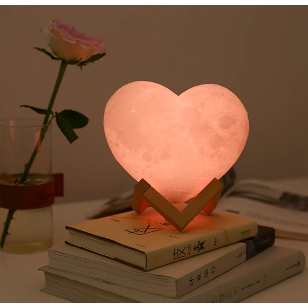 Heart-Shaped Moon Lamp | 16-Color LED Touch + Remote Control Gift Light