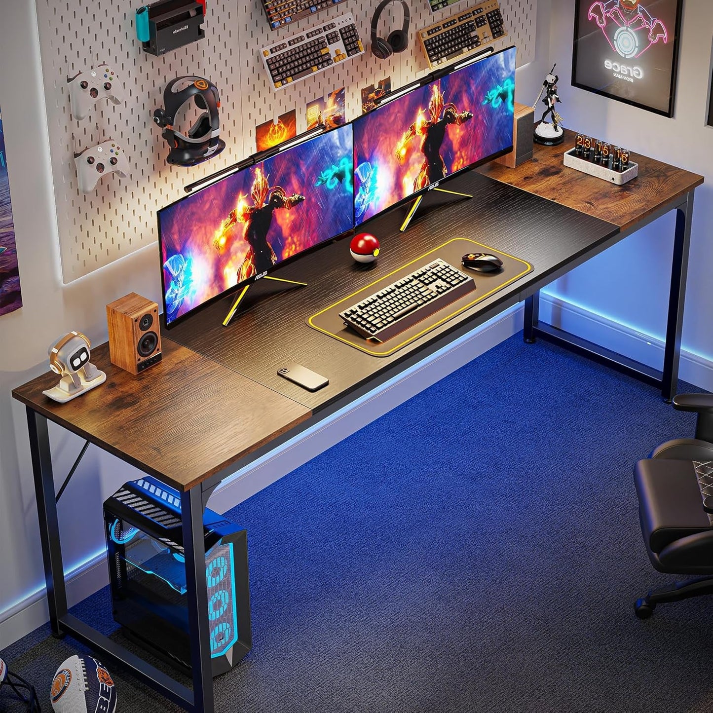 80-Inch Modern Industrial Office & Gaming Desk