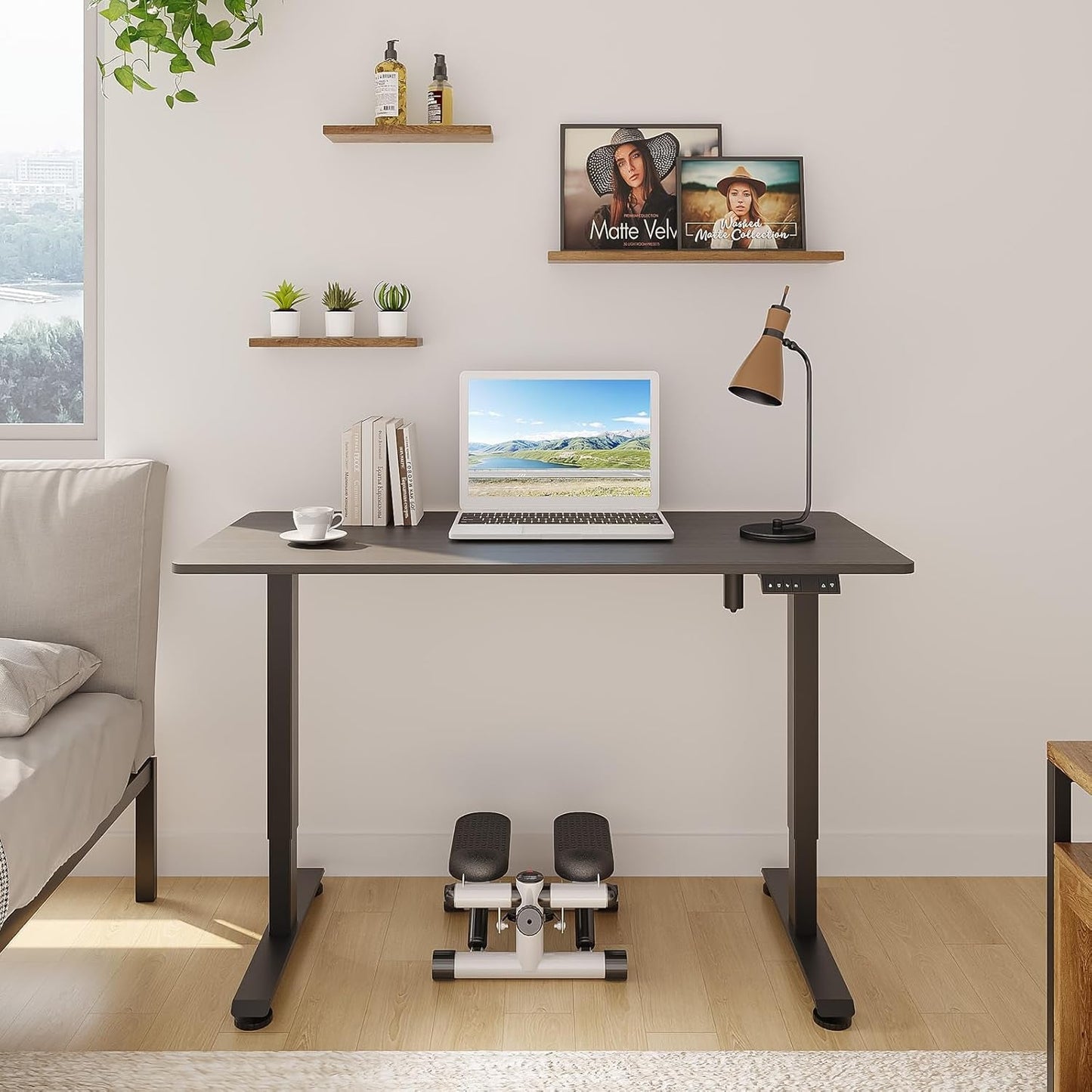 47.2” Height Adjustable Electric Standing Desk | Smooth Lift with Wood Finish