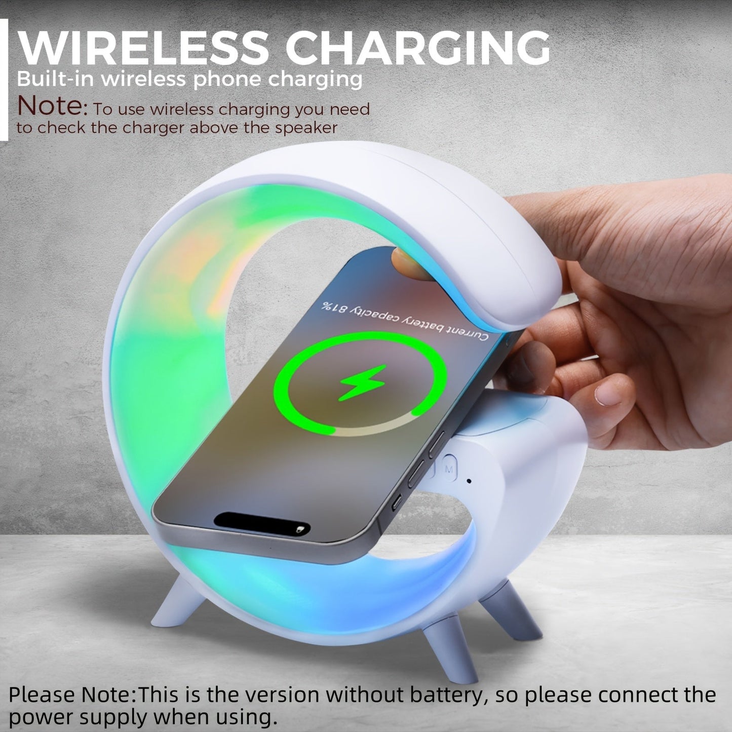 INEYES Smart Lamp | Wireless Charger, Bluetooth Speaker & RGB Night Light