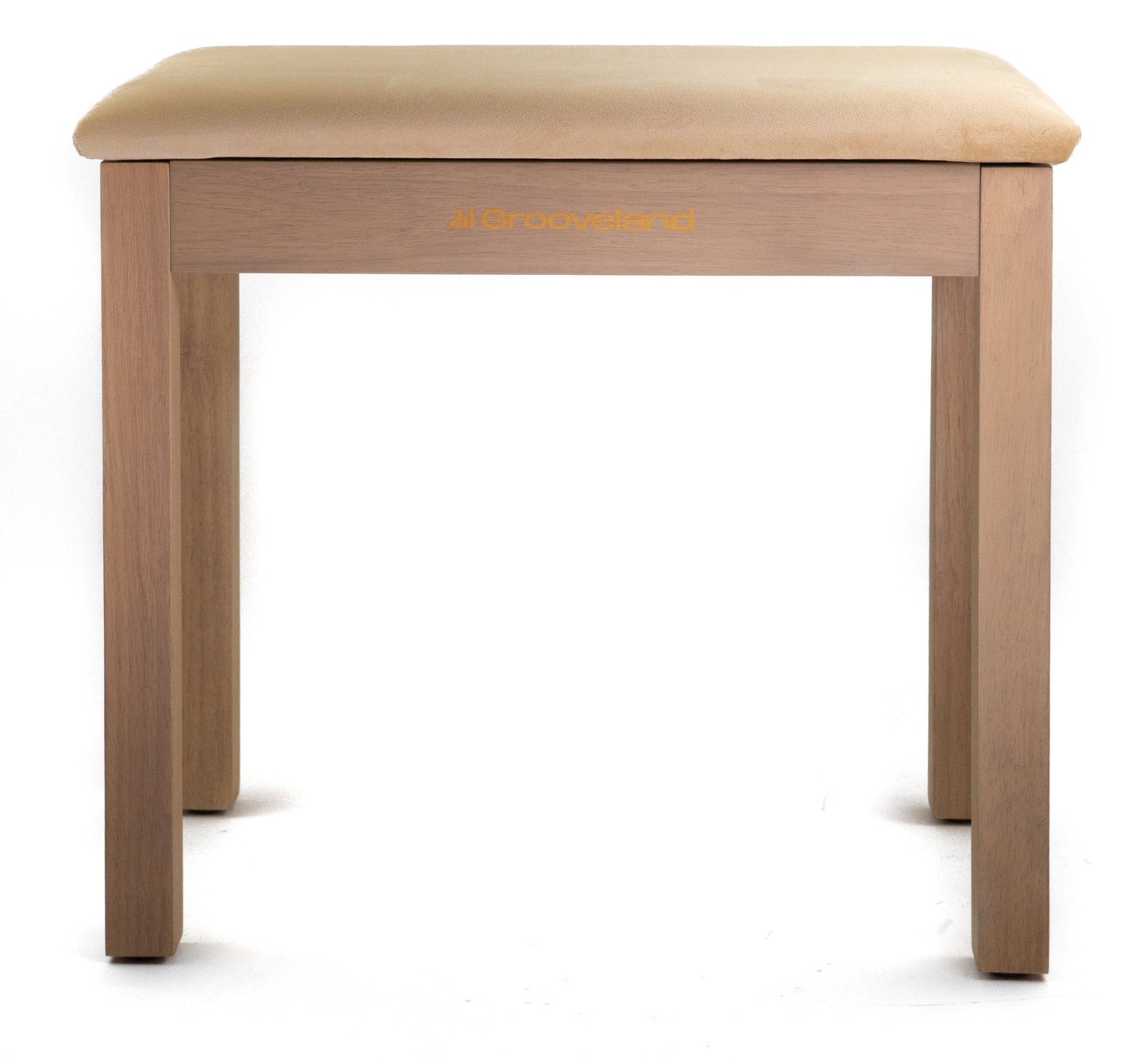Scandinavian Wood & Velour Desk Bench – Storage Seating in Beige
