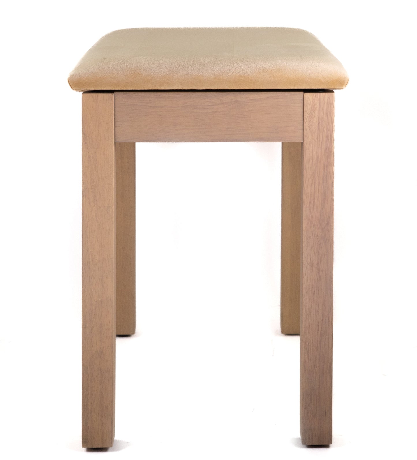 Scandinavian Wood & Velour Desk Bench – Storage Seating in Beige