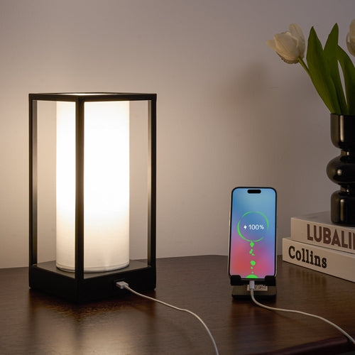 Hokkaido Table Lamp with USB Charger – Glass RGB Accent Light for Desk or Nightstand