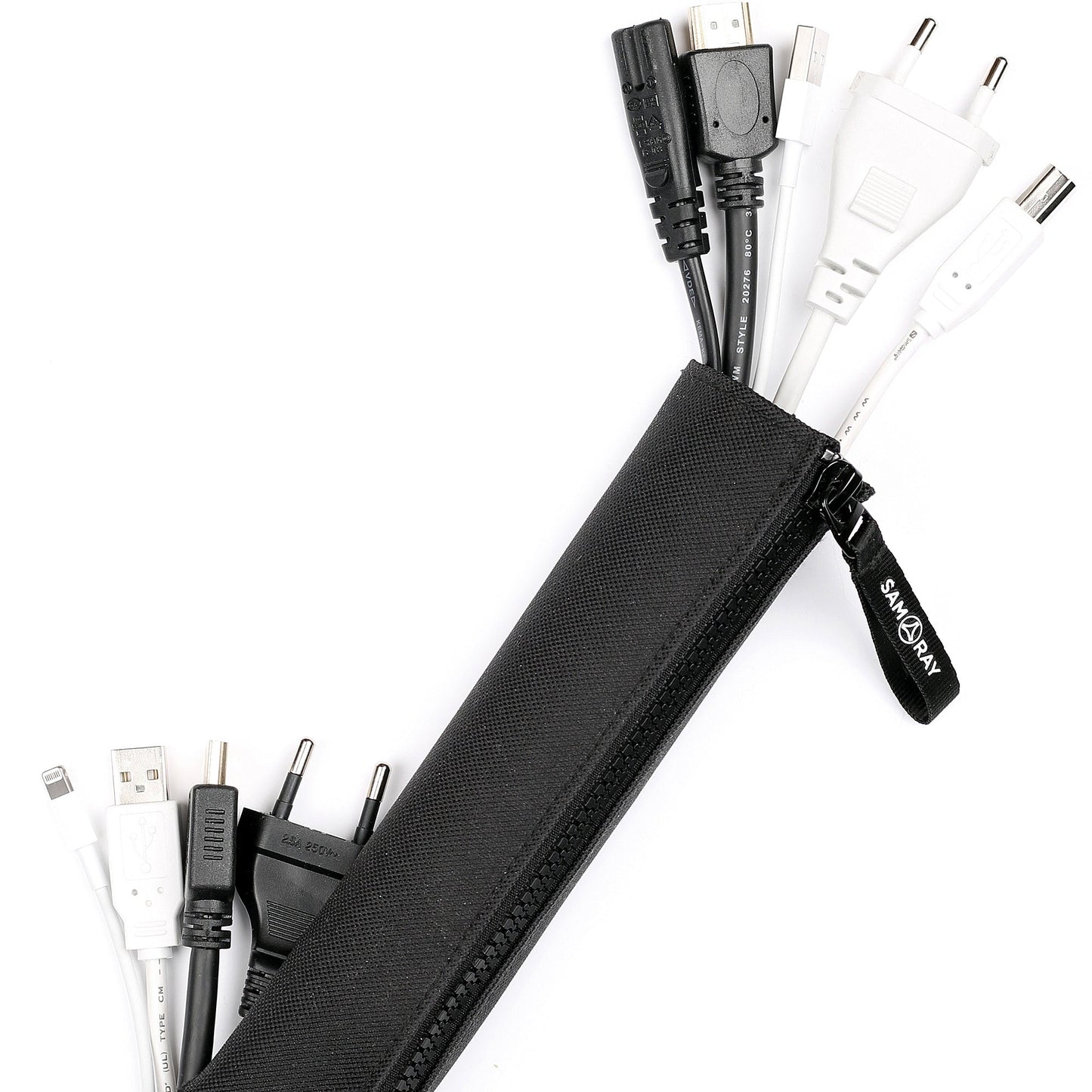Zippered Cable Sleeve Organizer – Flexible Wrap for Clean Desk & Tech Setups (47in)