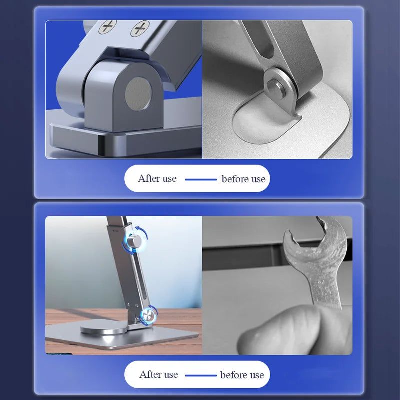 360° Aluminum Tablet Stand | Foldable Desk Riser with Adjustable Height & Angle
