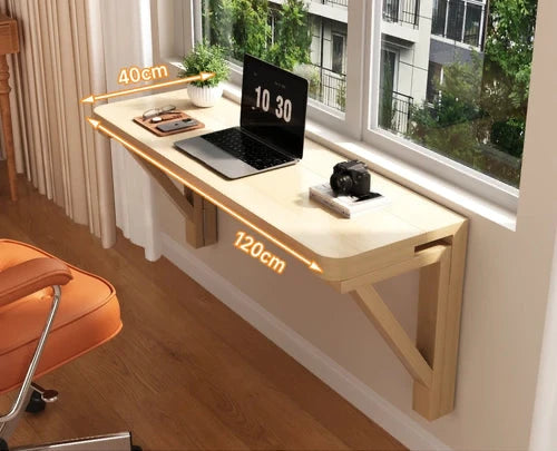 FoldAway™ Wall-Mounted Desk – Minimalist Space-Saving Workstation with Storage Shelf