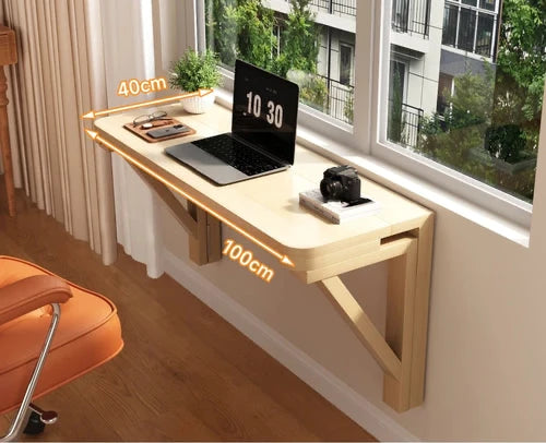 FoldAway™ Wall-Mounted Desk – Minimalist Space-Saving Workstation with Storage Shelf