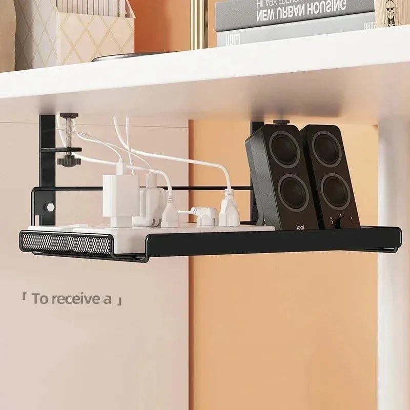 Under-Desk Mesh Cable Tray – No-Drill Metal Organizer for Wires & Power Strips