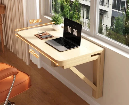 FoldAway™ Wall-Mounted Desk – Minimalist Space-Saving Workstation with Storage Shelf