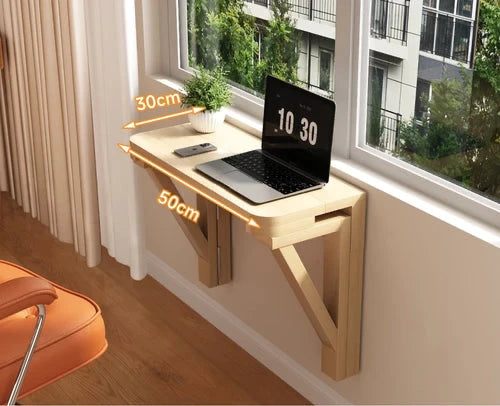 FoldAway™ Wall-Mounted Desk – Minimalist Space-Saving Workstation with Storage Shelf