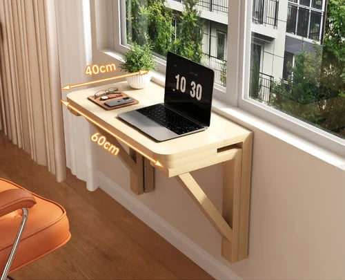 FoldAway™ Wall-Mounted Desk – Minimalist Space-Saving Workstation with Storage Shelf