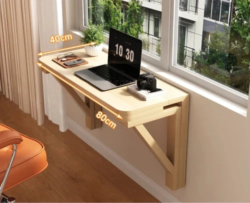 FoldAway™ Wall-Mounted Desk – Minimalist Space-Saving Workstation with Storage Shelf