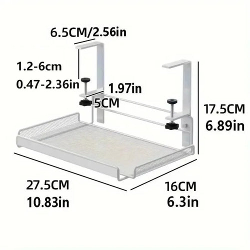Under-Desk Mesh Cable Tray – No-Drill Metal Organizer for Wires & Power Strips