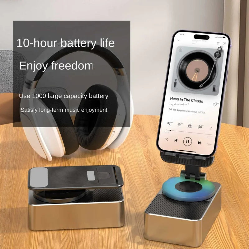 3-in-1 Phone Stand with Bluetooth Speaker & Power Bank – Rotating Dock for Desk & Travel