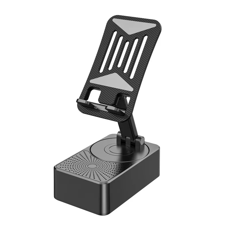 3-in-1 Phone Stand with Bluetooth Speaker & Power Bank – Rotating Dock for Desk & Travel