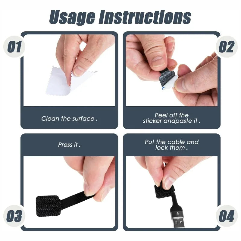 Velcro Cable Ties (Reusable 10-Pack) – Nylon Fastening Straps for Cord & Wire Management