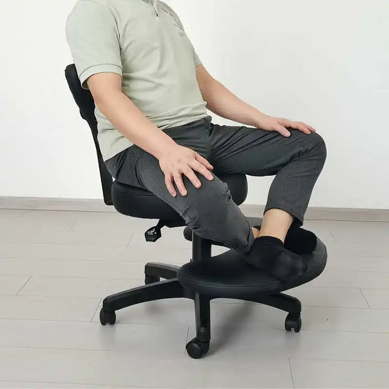 Ergonomic Cross-Legged Desk Chair with Wheels – Adjustable Seat for Home or Office