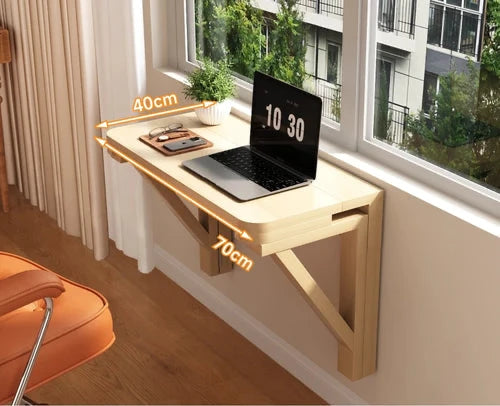 FoldAway™ Wall-Mounted Desk – Minimalist Space-Saving Workstation with Storage Shelf