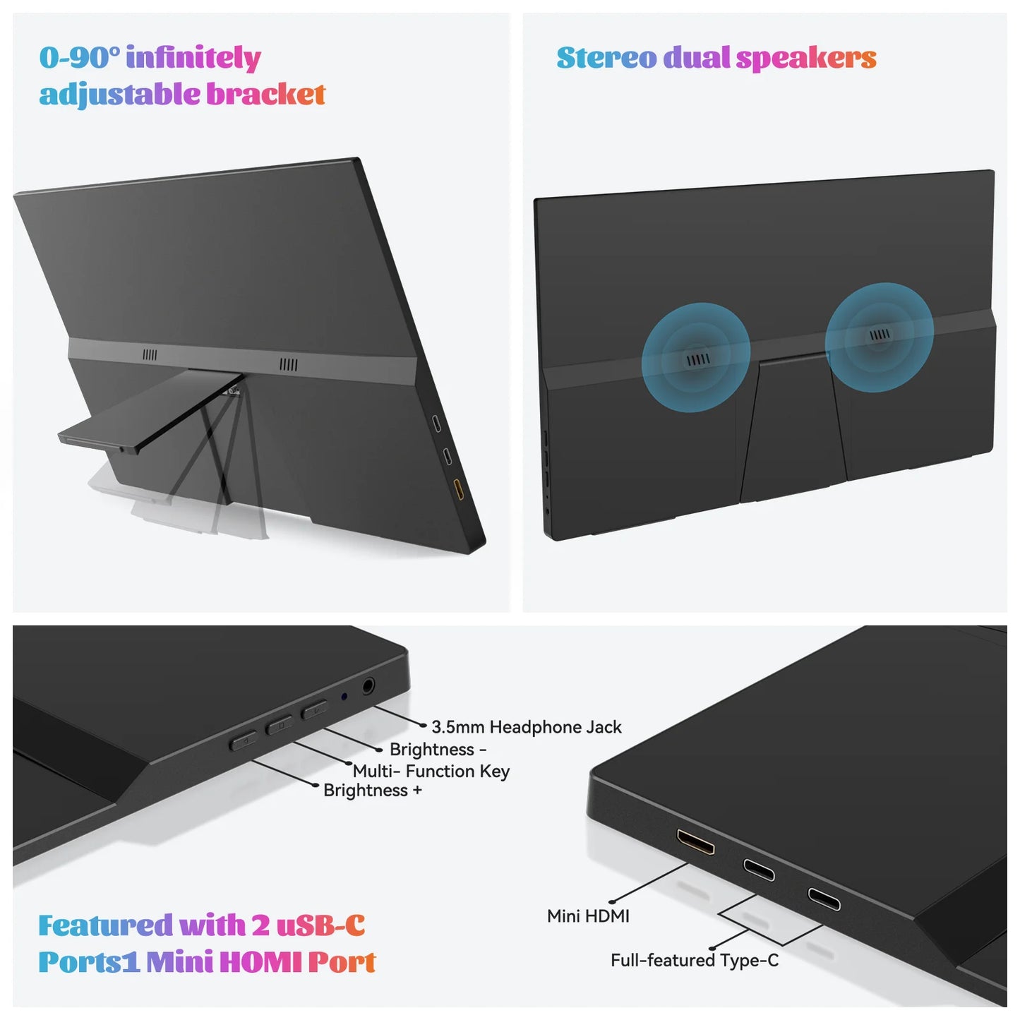 15.6” Portable Monitor – Full HD 1080P USB-C Display for Dual-Screen Productivity & Gaming