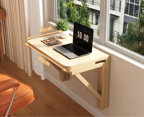 FoldAway™ Wall-Mounted Desk – Minimalist Space-Saving Workstation with Storage Shelf