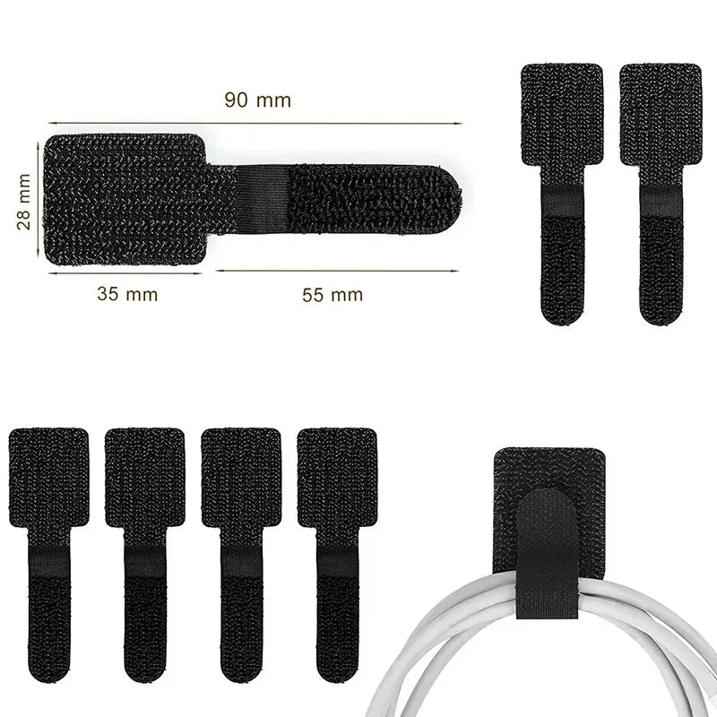 Velcro Cable Ties (Reusable 10-Pack) – Nylon Fastening Straps for Cord & Wire Management