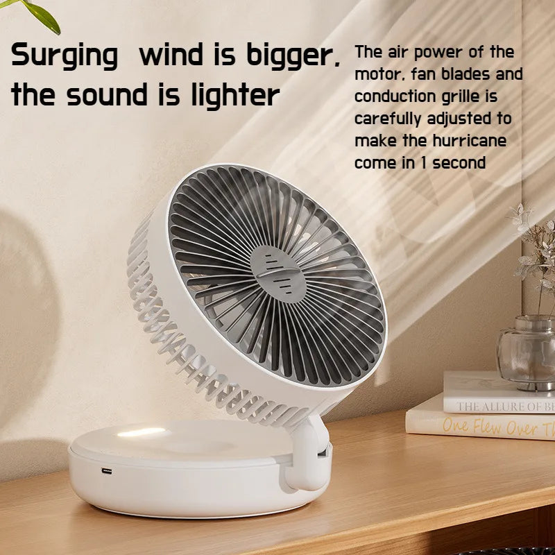 Glow-in-the-Dark Foldable USB Fan – 4-in-1 Quiet Circulator with Night Light & Charging