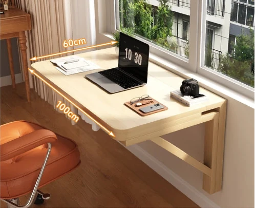 FoldAway™ Wall-Mounted Desk – Minimalist Space-Saving Workstation with Storage Shelf