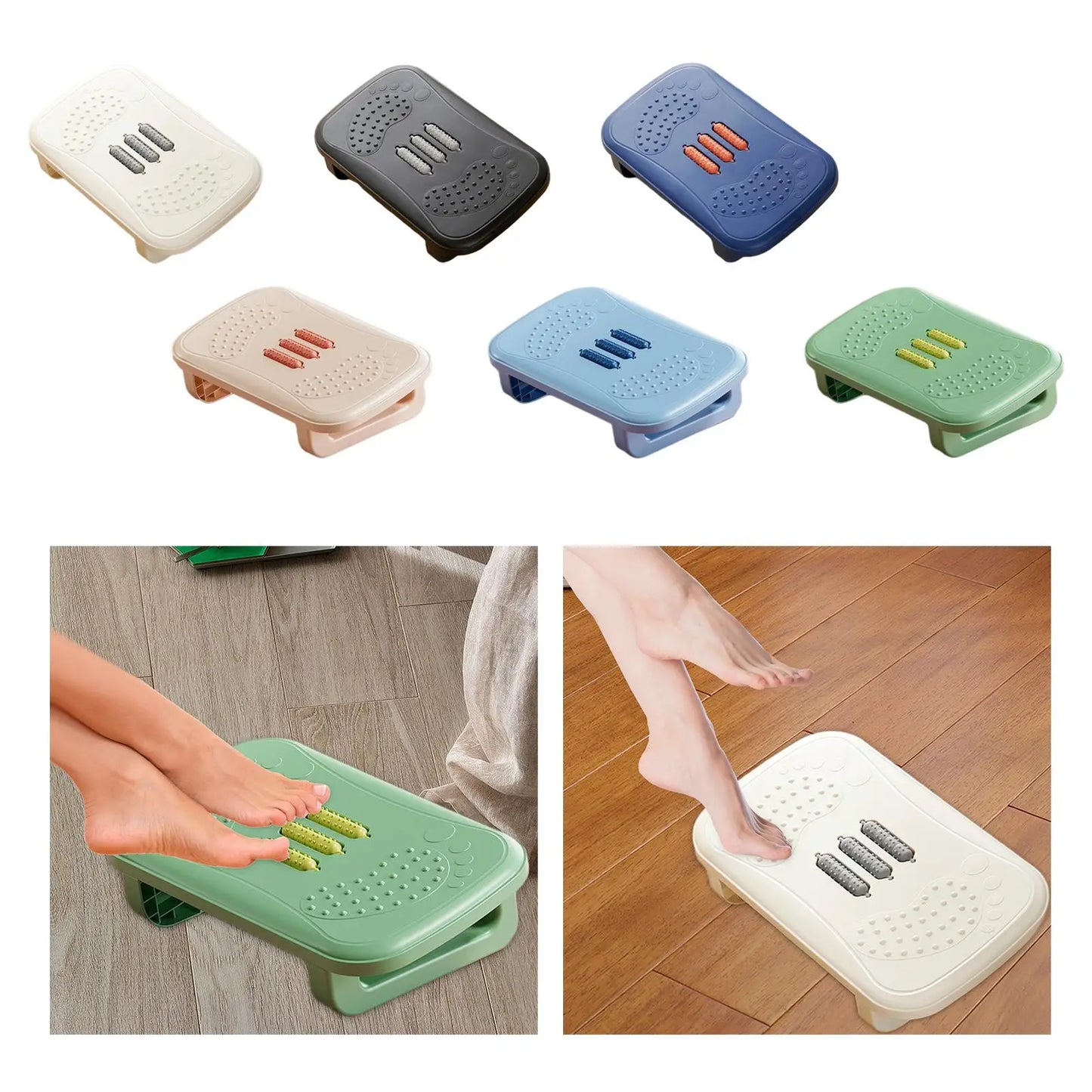 Ergonomic Under Desk Footrest with Built-In Massage Rollers – Compact Comfort for Work or Home