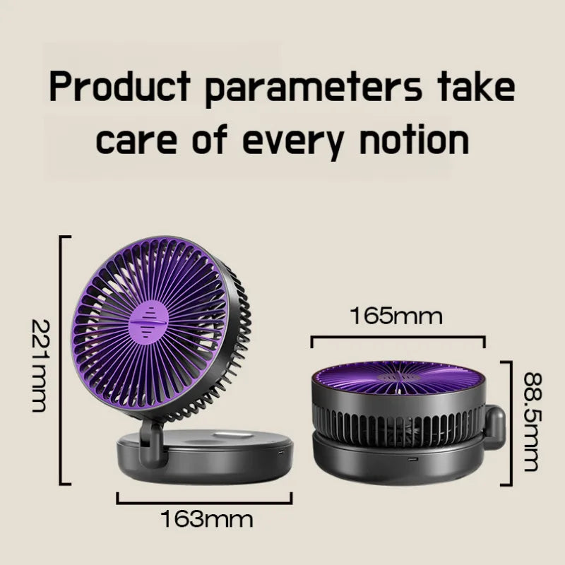 Glow-in-the-Dark Foldable USB Fan – 4-in-1 Quiet Circulator with Night Light & Charging
