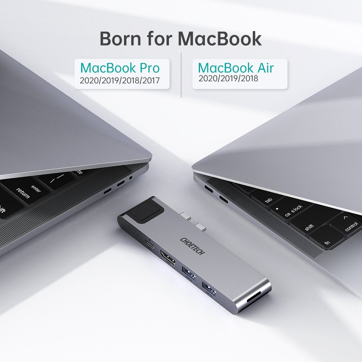 CHOETECH 7-in-2 USB-C Hub for MacBook Pro/Air – HDMI, Thunderbolt 3, Ethernet, SD Card, USB 3.0