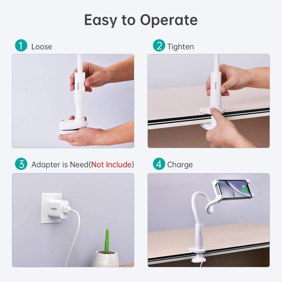CHOETECH T548-S Wireless Charger & Flexible Arm Phone Holder